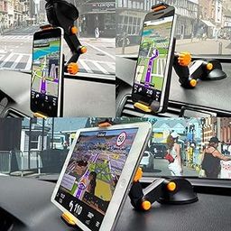 LKMO® JCB Shape Car Mobile Tablet Holder Ultra Silicon Gel Pad Suction Cup Flexible Neck 360 Degree Rotation Pefect for Windshield Dashboard Use Size 4-11" inch - (Black)-23