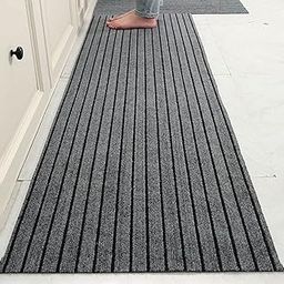 wolpin Cotton Kitchen Floor Mat Runner With Anti Skid Backing Home Striped Anti Slip Rug (Grey, 40 X 120 Cm)-11