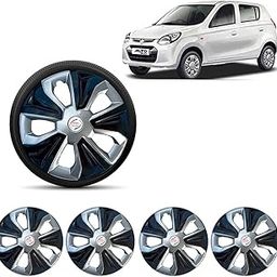 Auto Pearl - Premium 12" inch | Set of 4 Pcs | Press Type Hubcap Wheel Cover Replacements for OEM Steel Wheels ABS with Retention Ring | - for Alto 800 2016|(Color :- Black Silver)-image-26
