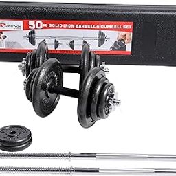 PowerMax Fitness Adjustable Dumbbell Set - Coated Iron Dumbbell and Anti-Slip Rod Set for Home Workout with Carry Case-picture-24