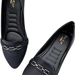 Women's Slip-On Light-Weight & Comfortable Casual Ballerinas | Semi-Formals, Smart-Casual, Travel & Shopping, Office Bellies | Soft & Cushioned Footbed with Anti-Skid Sole | Cream/Black-image-98