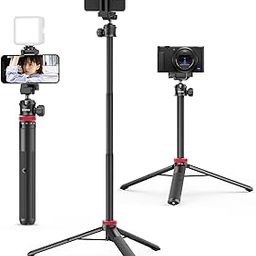ULANZI MT-44 Extendable Phone Tripod, 44" Selfie Stick Phone Tripod Stand with 2 in 1 Phone Clip, 360� Ball Head Camera Tripod for iPhone Sony Canon GoPro, Lightweight for Travel-24