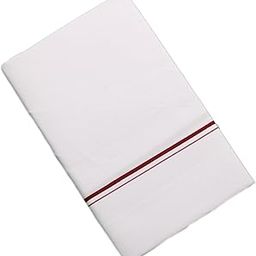 100% Cotton Men's Light White Single Dhoti -4.00Mtrs -Fancy Line Border Dhoti set of 1-8