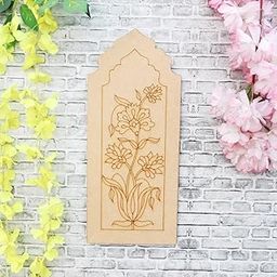 Curious Button Wooden MDF Lippan Art Wall Panel Unfinished Laser Cut Decorative Design for Wall Décor, DIY Mirror Work, Painting & Craft Projects Multiple Sizes (10X4.75 (Inch))-image-85