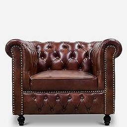 Sixpine Premium Leatherette Tufted 1-Seater Chesterfield Sofa|High-Density Foam, Solid Wooden Frame & Polished Legs, Modern Living Room Sofa (Brown, 1 Seater, Leatherette)-image-38