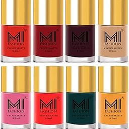 MI FASHION Super Stay Velvet Matte Nail Polish Multicolour Sets Long-Lasting & Waterproof 9.9ml Each Unique Shades For Women (Pack Of-8)-image-98