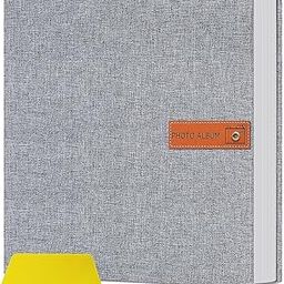 HASTHIP® Photo Album - Self Adhesive Scrapbook Album for 4x6 5x7 8x10 Pictures, Linen Cover with 40 Pages DIY Photo Book, Birthday Gifts for Women Mom Family Baby Wedding Travel (11.5"x10.6", Grey)-20
