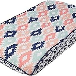 Bacati - Emma Aztec Kilim Coral/Mint/Navy Quilted Changing Pad Cover-image-49