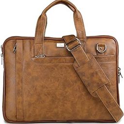 K London 14 Inches Slim Tan Vegan Leather Expandable Unisex Laptop|MacBook Shoulder|Messenger|Office|Travel|Business Bag for Men & Women(1808-tan)-12