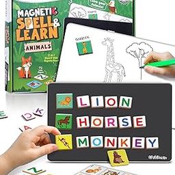 Intelliskills Premium Magnetic Animal Spell & Learn Board for Kids,72 Letters,32 Pictures & 1 Magnetic Board,Learning & Educational Toy,Spelling Guide for Kids,Fun Activity Toy,Brain Games for 4+Years-image-3