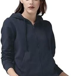 Women's Cotton Plain Hooded Neck Full Zipper Sweatshirt Hoodies with Muff Pocket (P-550)-image-8