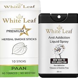 White Leaf Natural Herbal Cigarettes Paan Flavour(10 Sticks) 100% Tobacco-Free and Nicotine-Free With Anti Addiction Shot Spray 20 ml Made From Ayurvedic Herbs.-image-40