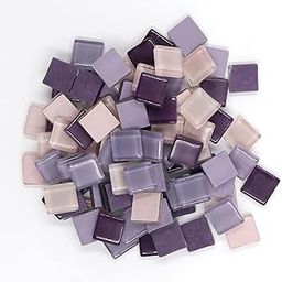 Sweven Art Mosaic Tiles, 15x15mm Square, 4mm Thick, Purple, Lilac & Light Pink (Pack of 200Gms)-image-99