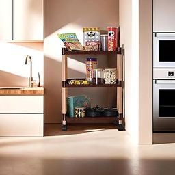 Homestic Storage Rack with Wheels | 3-Layer Storage Organizer Rack | Multipurpose Storage Rack for Home & office | Kitchen Cabinet Spice Rack | Vegetable Storage Trolley | Brown-image-58