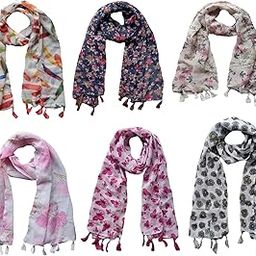 Women's Printed Chiffon Scarf and Stoles-N301(Free Size)-image-92