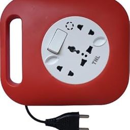 Surge Power Extension, Red, 3 Outlets 4 Meter Pull Out Extension Cable VDE pin-13