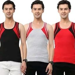 Men's Pure Cotton Sleeveless U-Neck Red, Grey & Black Vest for Regular Wear-picture-9