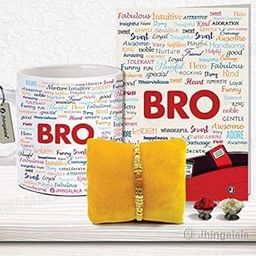 Jhingalala Raksha Bandhan Gift for Brother | Lord Ganesha Designed Pendant Rakhi/Bracelet, Printed Mug, World's Best Bro Raksha Bandhan Greeting Card, Roli Chawal-image-3