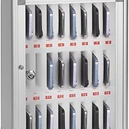 Calyrex Mobile Phone Cabinet Cell Phone Locker Cabinet Aluminum Alloy Pocket Chart Storage Locker Box Cabinet Wall-Mounted Cell Phones Storage Cabinet with Handle for Office Classroom(24 Slots)-image-10