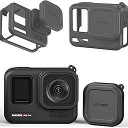 Silicone Protective Case for Insta360 Ace Pro Full Protection Silicone Skin Cover with Separate Anti-Scratch Lens Cover Travel Insta360 Ace Pro Case Cover with Hand Strap and Lanyard-4