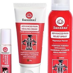 Zanskar Head-to-Toe Relief Combo Pack - Pain Cream + Pain Spray + Headache Roll-on | Natural Bio-active Ingredients | Effective for Knee Pain, Back Pain, Sprains and Headaches-10