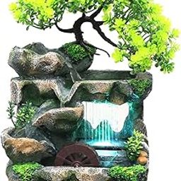 LOOM TREE® Resin Tabletop Water Fountain with Light 110V Mini Waterfall for Living Room | Home Decor | Indoor Fountains-image-27