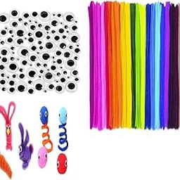 200 Pieces Googly Moving Eyes Wiggle Eyes Doll Eyes Art and Craft Eyes Google Eyes and 20 Pipe Cleaner (Chenille Stems).-picture-11