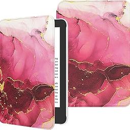 MoKo Case Fits 6" All-New Kindle (11th Generation-2022 Release), Lightweight Shell Cover with Auto Wake/Sleep for Kindle 2022 11th Gen e-Reader, Marble Rose Purple-image-6
