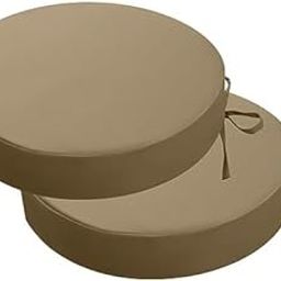 Soft Symphony Round Outdoor Bistro Chair Cushions Set of 2, Waterproof Patio Chair Cushions for Outdoor Furniture, Round Seat Chair Pads with Ties for Patio Garden Dining.FM_29 (Dark Khaki)-image-55
