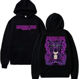 Anime Hoodie for Men and Women One Peice Monkey D Luffy Roronoa Zoro Hoodies Unisex Pure Cotton Casual Wear Hooded Black Sweatshirt-image-25