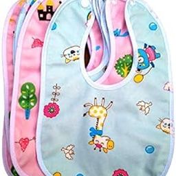 Gilli Shopee Multicolored Cotton Baby Bibs with Titch Button | Soft Cotton Washable for Babies Age 6 Month to 2 Years (Pack of 10 Waterproof bibs (Blue & Pink))-picture-27