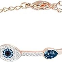 Stainless Steel Swarovski Evil Eye Eye & Teardrop Cuff Rose Gold Bangle/Bracelet- Evil Eye Rose Gold Chain Bracelet for Girls & Women- No Rust/Anti Tarnish-78