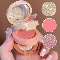 3 in1 face blusher + highlighter with mini compact palette Highlighter (MULTICOLOR)-image-10