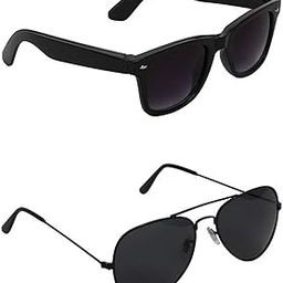 Aviator And Rectangular Unisex Polarization Sunglasses (Black) - 2 - Pack Of 1-13
