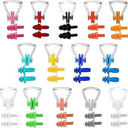 Silicone Nose Clip & Earplugs Boxed Set, Reusable Child and Adult Waterproof Earplugs and Nose Clip for Swimming, Showers, Training and Other Water Sports, Pack of 6.-8