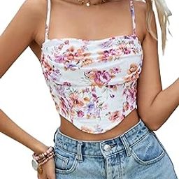 Miku Chiku Women's Floral Corset Tank Top, Printed, Sleeveless Crop Top-image-33