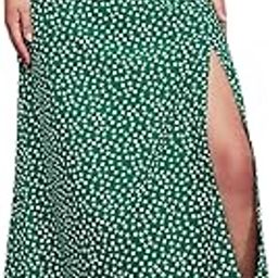 Women Ditsy Floral Printed High-Rise Waist Side-Slit Flared A-Line Maxi Skirt-image-46
