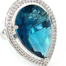 Rings For Women Rhodium Plated Blue American Dimaond Rings For Anniversary, Birthday, Cocktail Rings For Women and Girls-image-19