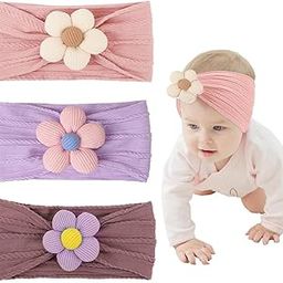 SNOWIE SOFT® Baby Headbands Stretchy Cute Flower Babys Hairband Set for Girls Headbands for Babies Girls Newborn Baby Essential Products-46