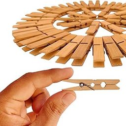 Vyaso Bamboo Cloth Clips Multipurpose Chimti Peg for Decoration Indoor and Outdoor Drying Clothes Pack of 40-26