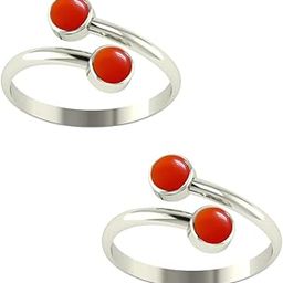 925 CZ Silver Red Onyx Toe Rings (Leg Finger Rings) In Pure 92.5 Sterling Silver For Women | Toe Rings for Women and Girls | Chandi Bichiya-image-94