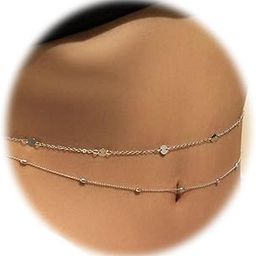 Set of 2 Belts for Women and Girls Stylish Kamarbandh Kamar Chain Waist Belt for Dresses Jeans Saree (rrsd16680kb)(Silver)-image-54