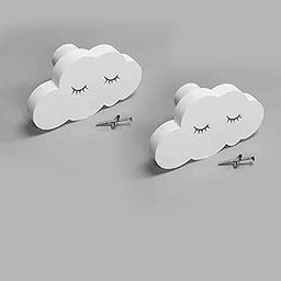 FLY FROG Kids Knobs – Charming Cloud-Themed Drawer Pulls for Children's Cabinets and Wardrobes | Set of 2 Easy-Screw Handles (White)-image-95