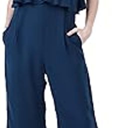 Women's Firozi Color V Neck A-Line Maxi Jumpsuits with Pocket-image-48