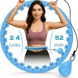 Pinopa Weighted Hula Ring Hoop Weight Loss Circle Detachable with 24 Ring(52 Inch) 360 Degree Spinning Ball for Men & Women Adults Weight Loss, Smart Exercise Equipment - (Multicolour)-image-35