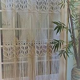 R.R.LALA Macrame Window Treatments Panels Curtain Woven Boho Wall Hanging Home Decor for Apartment Dorm Room Living Room Kitchen (L 84 x W 40 Inch)-image-70