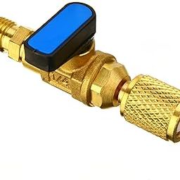 Digital Craft 1PC A/C Straight SHUT-OFF Ball Valve Adapter Tool For R410a R134a 1/4" Auto Air Condition Refrigeration Tools-0