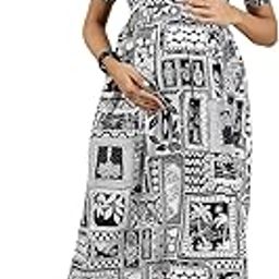ZELENA Maternity Zipless Feeding Dress for Women | 100% Rayon Pre & Post Pregnancy Floral Printed Dress for Pregnant Woman | Nursing Dress for Easy Breastfeeding with Pockets for Mothers-image-14