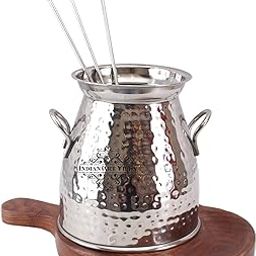Indian Art Villa Steel Handmade Table Tandoor with 3 Skewers|for Paneer Tikka Chicken Dish-image-26