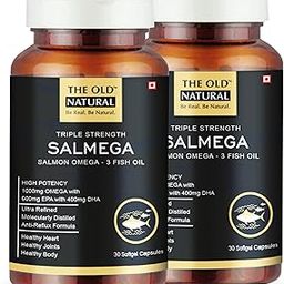 Salmega Triple Strength Salmon Omega-3 Fish Oil 1800Mg, 60 Softgels I High Potency 600Mg Epa & 400Mg Dha With Vitamin E I Ultra Refined, Anti Reflux Formula, Burp Free (Pack of 2 - 30 Softgels Each)-4